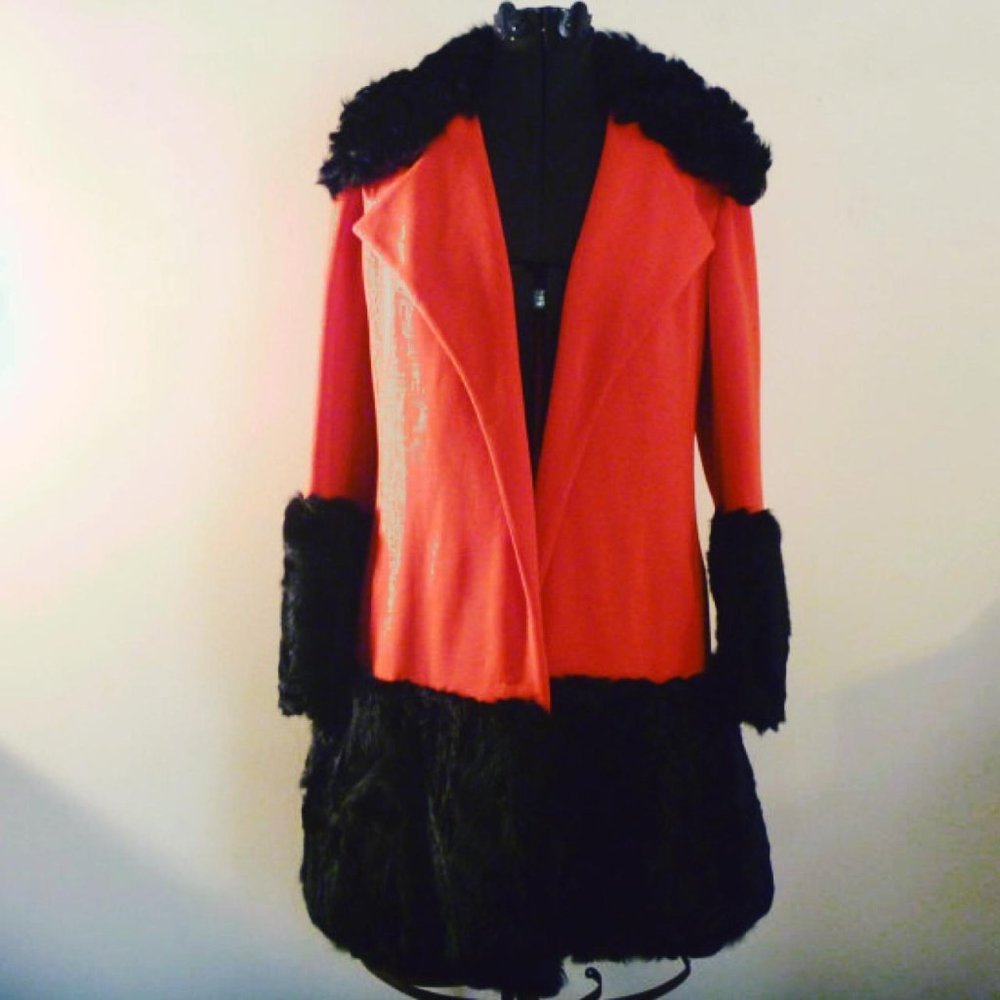 Vintage Lilli Ann Red Coat with Black Fur